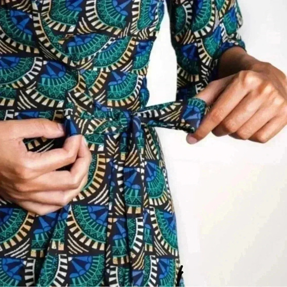Silk & Salt Journey Maxi Wrap Dress in African Peacock NWT Flowy V Neck Print - Picture 4 of 8